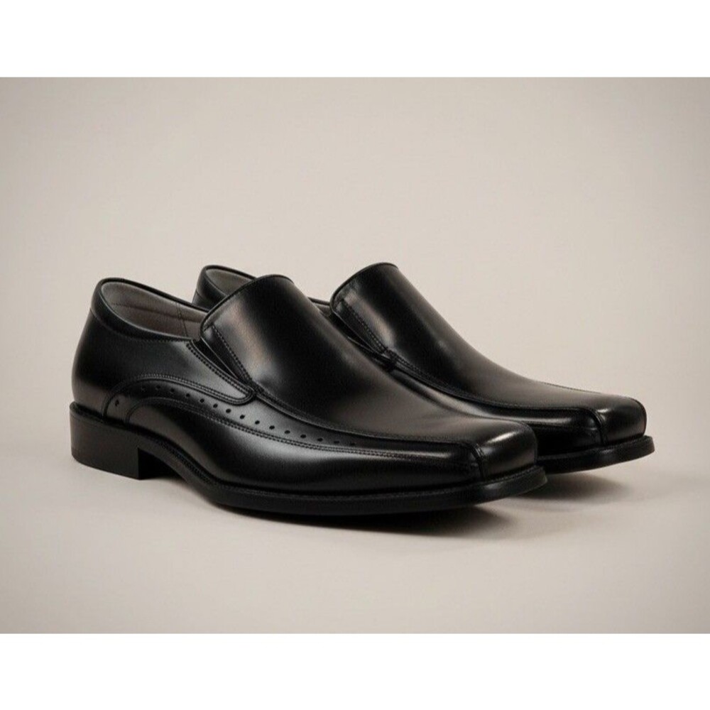 STACY ADAMS mens Black dress shoes size 11 medium leather upper slip On Loafers